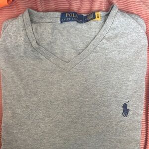 Polo by Ralph Lauren Light Gray V-Neck Tee